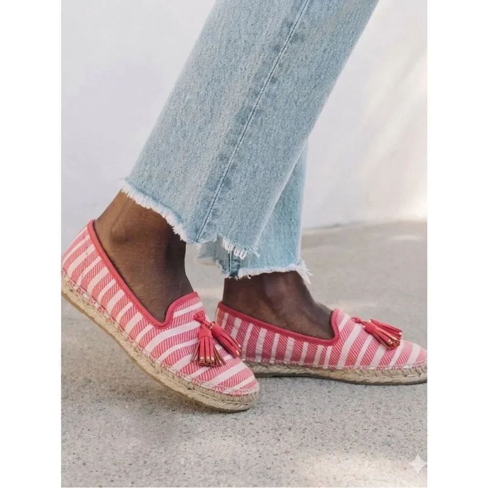 Talbots Pink Tassel Espadrilles Flats Size 6 Preppy Coastal Summer Shoe Nautica